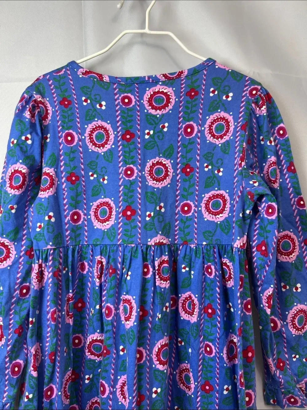 Hanna Andersson blue and pink floral long sleeve ruffle hem dress size 5 (110)